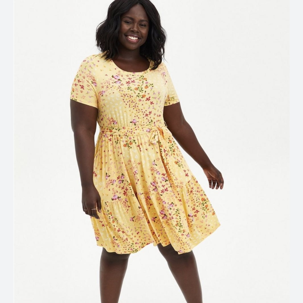 Torrid Super Soft Yellow Skater Dress